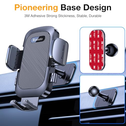Phone Holders for Your Car Phone Holder Mount【Super Suction】 Cell Phone Holder for Car Accessories for Women Men【360°】 Suction Phone Mount for Car Dashboard Trim Cover for iPhone Samsung (Black)