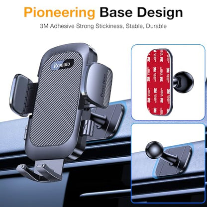 Phone Holders for Your Car Phone Holder Mount【Super Suction】 Cell Phone Holder for Car Accessories for Women Men【360°】 Suction Phone Mount for Car Dashboard Trim Cover for iPhone Samsung (Black)