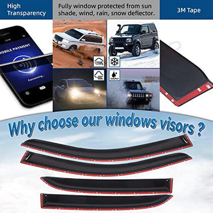 4pcs JDM Window Visors Rain Guards for 2003 (for 2003-2007 Honda Accord 4-Door Sedan)