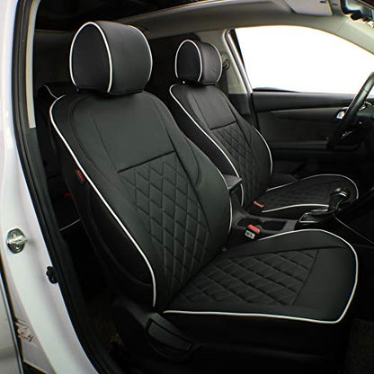 Custom Seat Covers for KIA Sportage 2023 (Black with White Piping / 2023-2026 Sportage (No LX))