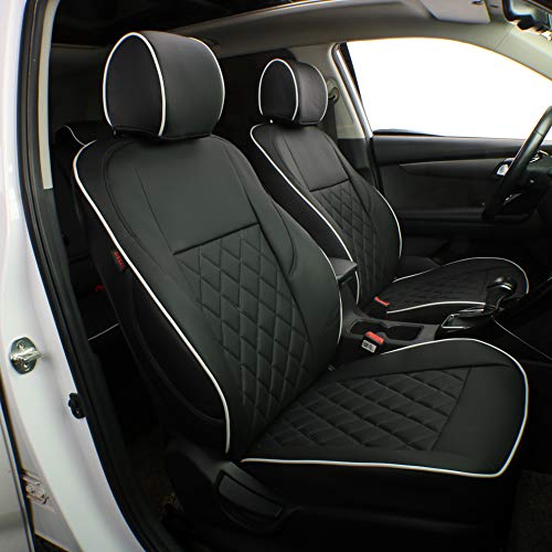 Custom Seat Covers for KIA Sportage 2023 (Black with White Piping / 2023-2026 Sportage (No LX))