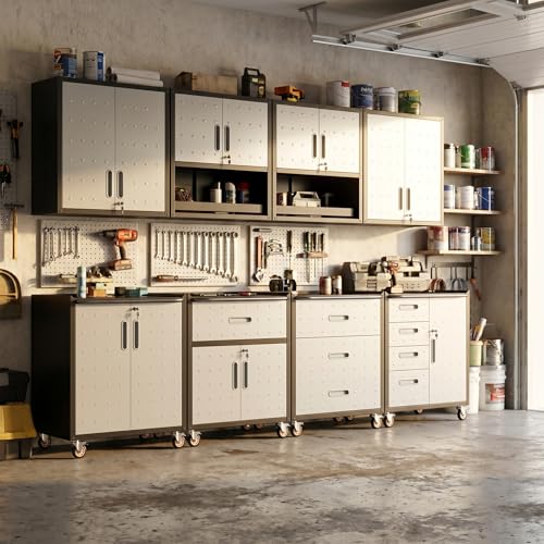 Garage Cabinet System (Black/Grey / 8 Pcs-StyleB)