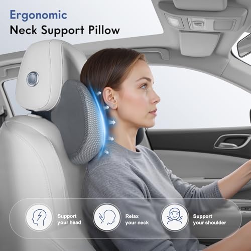 Lumbar Support Pillow and Neck Pillow for Office Chair Car (Gray / 2 Pieces)