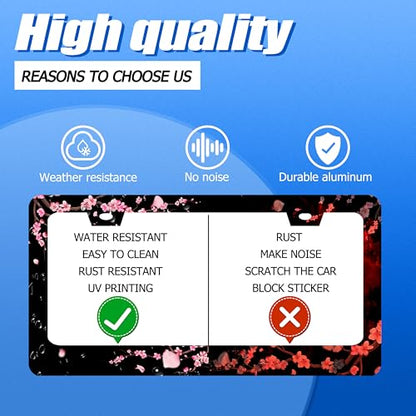 Cherry Blossom License Plate Frame Stainless Steel Car Accessory 6.3x12.3 (Beautiful Cherry Blossom Floral)