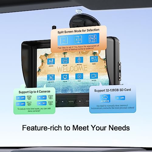 HD 1080P 7" Wireless Backup Camera System for Furrion Pre (7" 1-Cam)
