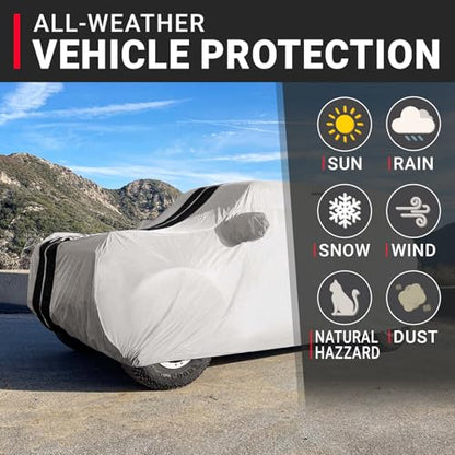 SUV Car Cover All Weather for 1990 (Light Gray / Black (Stripe) / 48. Blazer S10 4-Door 1990-1994)