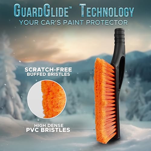 27" Snow Brush with Ice Scraper for Car Windshield 2 Pack Orange (Orange & Orange)