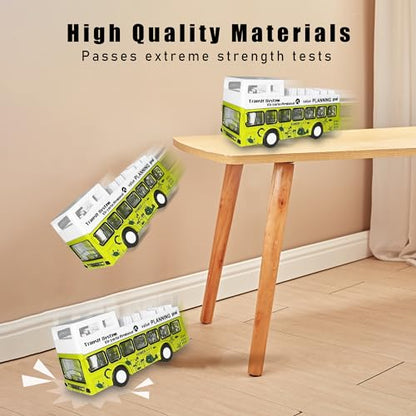 Double Decker Bus Open Door Die Cast Metal Toy Cars Pull Back 5 Pack (City Bus)