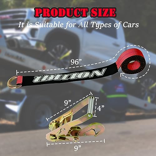 4 Pack Car Tie Down Straps for Trailers (red)