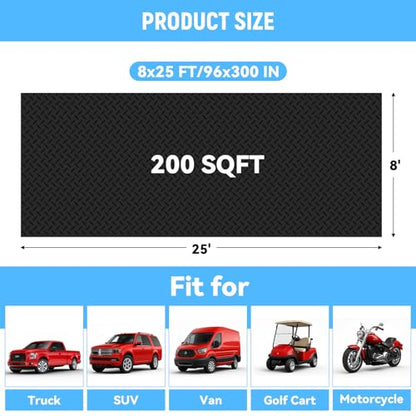 8x25 FT Garage Floor Mat (8x25 FT / Black)