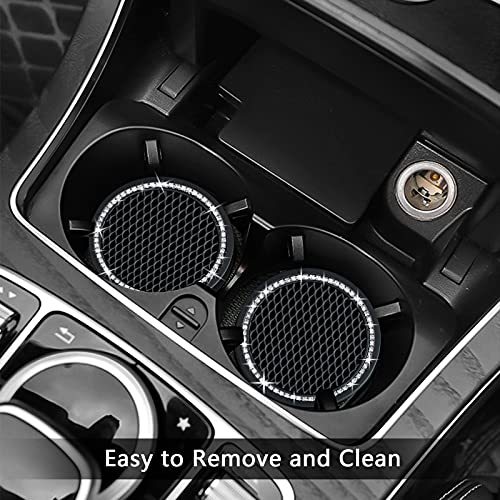 4PCS 2.75 Inch Bling Auto Car Cup Holder Insert Coasters Silicone Anti (Black / 4pack)