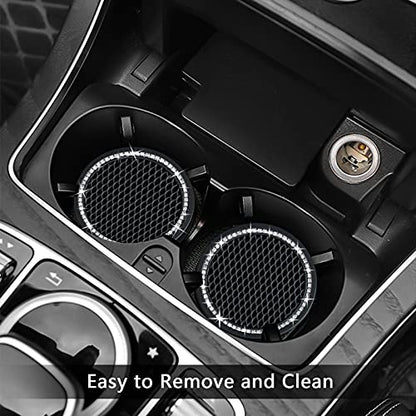 4PCS 2.75 Inch Bling Auto Car Cup Holder Insert Coasters Silicone Anti (Black / 4pack)