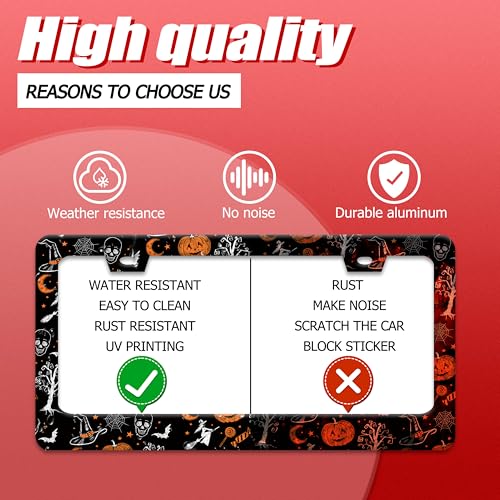 Pumpkin Witch Gothic License Plate Frame Bat Spider Web License Plate Holder Funny Personalise Car Stainless Stee Decorative Parts for Standard Us Canada Vehicles 12x6 Inch for Women Men (Pumpkin Witch Gothic)