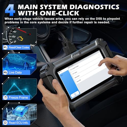 Car Scanner D5 OBD2 Scanner ABS SRS Check Engine Code Reader 10 Reset (Black)