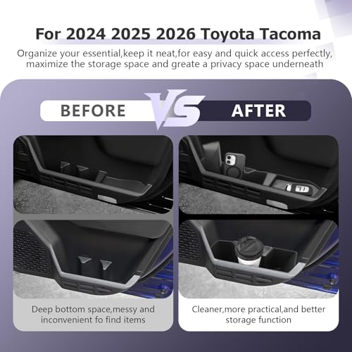2026 Tacoma Accessories Door Tray Organizer Compatible with Toyota Tacoma Accessories 2024 2025 2026 Door Side Storage Box Organizer Tray Insert Tray TPE Material Black 6PCS