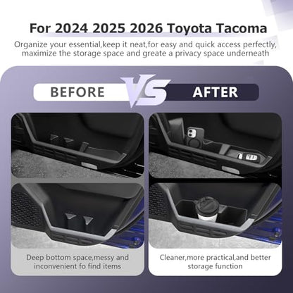 2026 Tacoma Accessories Door Tray Organizer Compatible with Toyota Tacoma Accessories 2024 2025 2026 Door Side Storage Box Organizer Tray Insert Tray TPE Material Black 6PCS