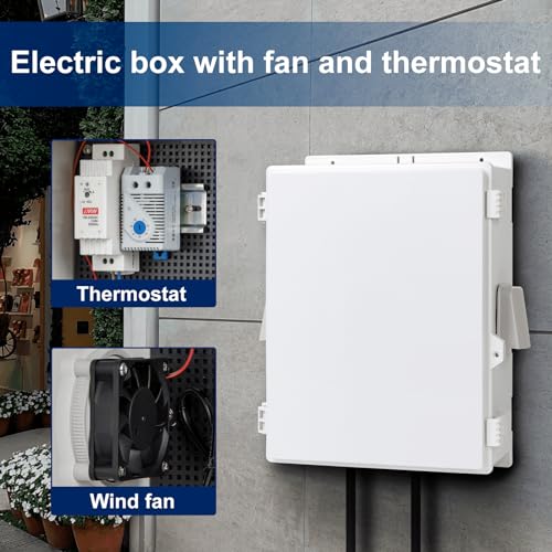 Outdoor Electrical Box with Thermostat and Fan (16"H x 12"L x 5.9"W & Thermostat)