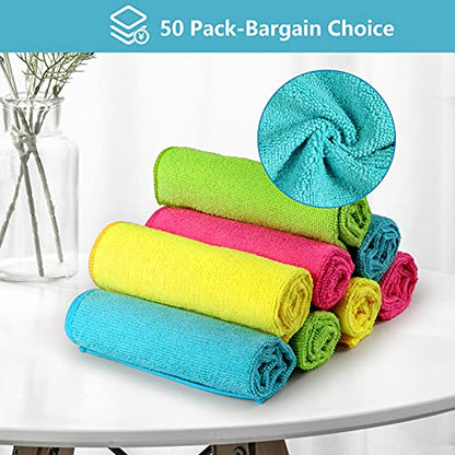 50PK Microfiber Cleaning Cloth (Multicolor)