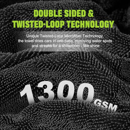 2 Pack 1300 GSM Car Drying Towels (Grey / 36" x 24")