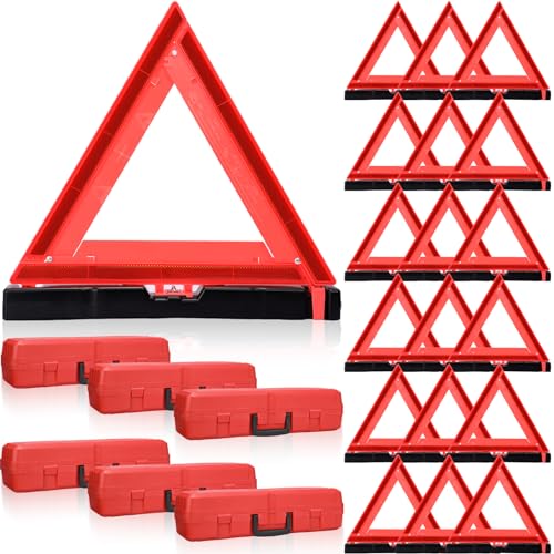24 Pcs Warning Triangles Dot Reflective Foldable Emergency Safety