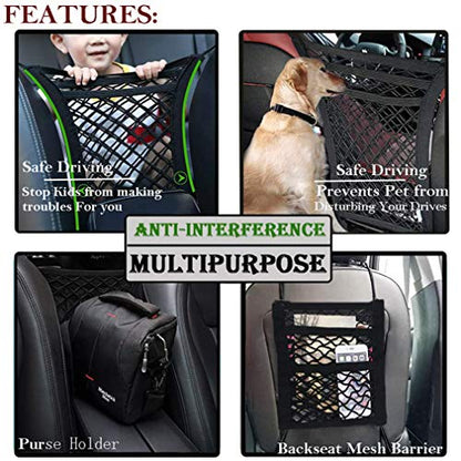 Dog Car Net Barrier with Mesh Organizer (12.6 in × 15.5 in)