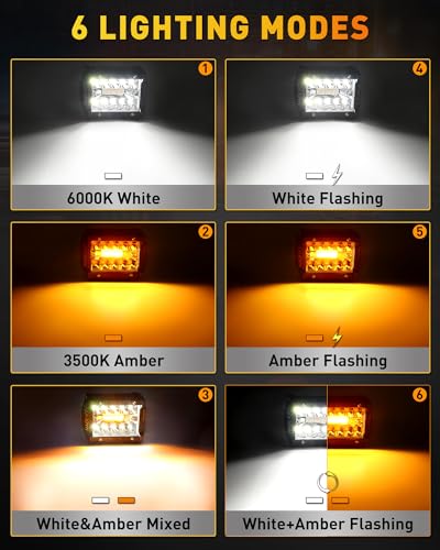 4 Inch LED Pod Lights (White&Amber 6Modes)