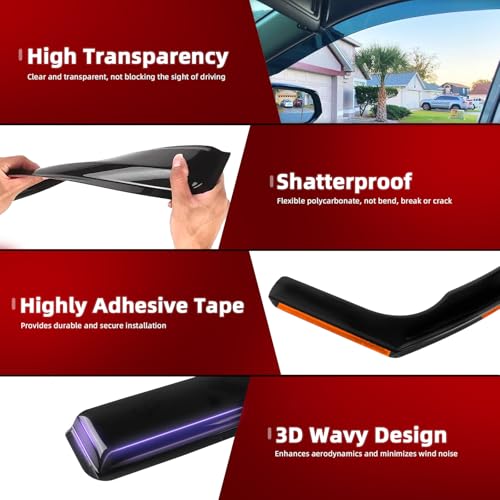 in Channel Window Rain Guards Fits for Honda Civic 2016 (For 2016-2021 Civic Sedan)