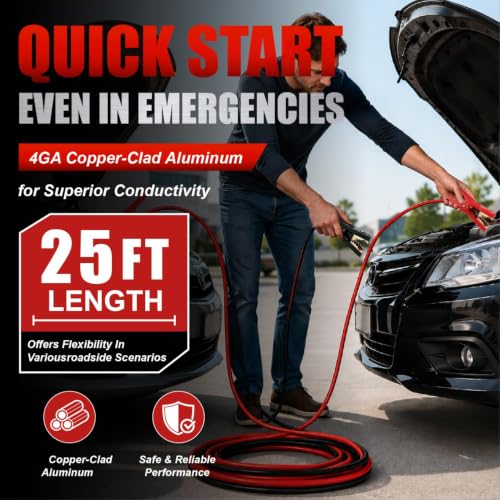 4 Gauge 25 Feet Heavy Duty Jumper Cables (4 Gauge 25 feet (Standard))