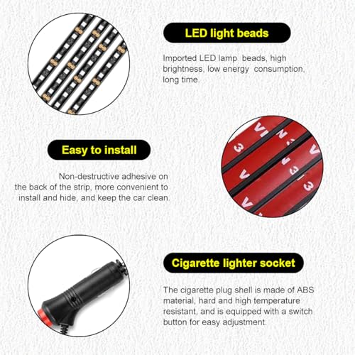 Car LED Strip Light (Blue / 48 LED, Cigarette Adapter)