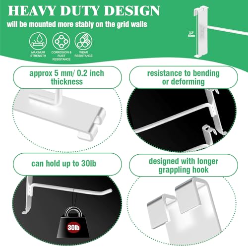 40Pcs 6" Gridwall Display Hooks Assortment Set (6"/15 CM / White)