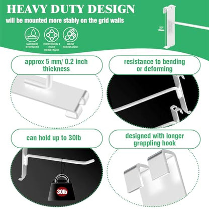 40Pcs 6" Gridwall Display Hooks Assortment Set (6"/15 CM / White)