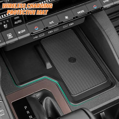 2Pcs Center Console Organizer for 2024 (Wireless Charging Mat & Organizer Divider)