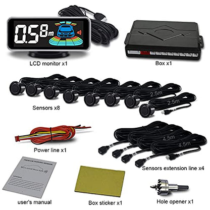 Car Parking Sensors Kit Reverse Radar parktronic System Auto Electronics Vehicle Back Assistant Reverse 8 Sensor (Black)