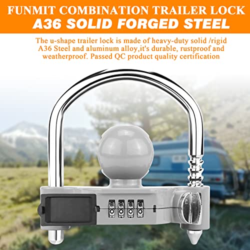 1 Pack Universal Hitch Lock with Combination Lock (Gray)