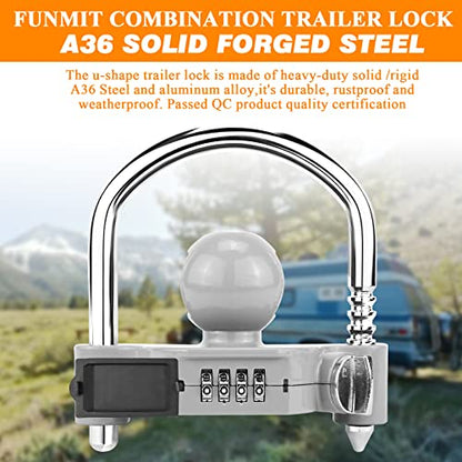 1 Pack Universal Hitch Lock with Combination Lock (Gray)