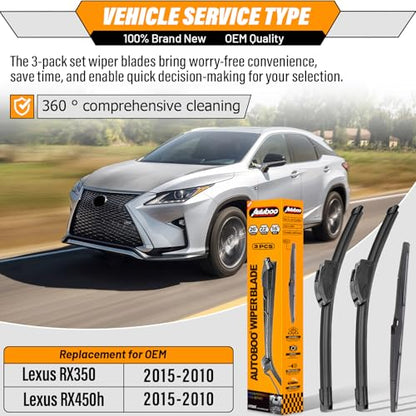 Windshield Wiper Blade Replacement for Lexus RX350 RX450h 2010 (26+22+16")