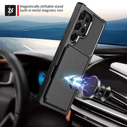 for Samsung Galaxy S22 Ultra Case with Card Holder (Black / Samsung Galaxy S22 Ultra)