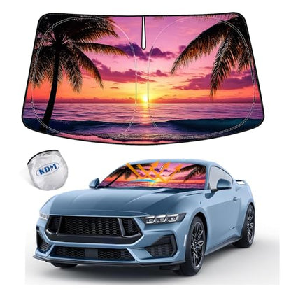 Sunset Beach Style Windshield Sun Shade Fit for 2015 (for 2015-2024 Ford Mustang-Sunset Beach)