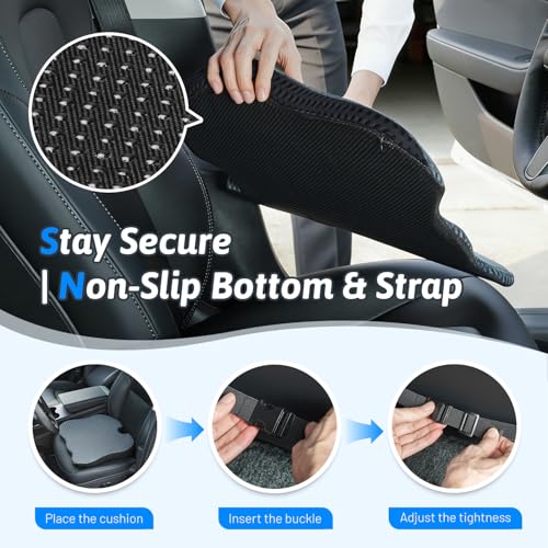 Wedge Car Seat Cushion for Better Visibility & Sciatica Pain Relief (Gray)