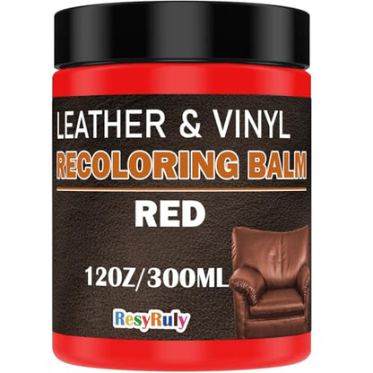 Leather Stains and Dye Liquid Red Recoloring Balm Dashboard Fabric Sneaker Shoes Boots Jacket Bag Purse Vinyl Acrylic Paint Boat Car Seats Wood Furniture Couch Fade Scratches Repair Kit Color Restorer (Red)