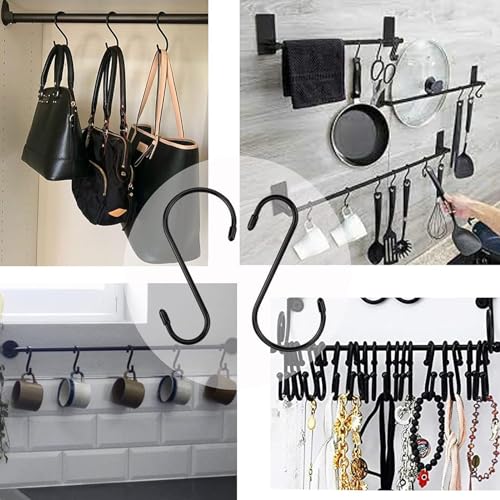 12 Pack 6 Inch Black Vinyl Coated Heavy Duty S Hooks Non Slip (Black / 6 in 12 pack)