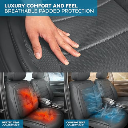 Curated Prestige Leather Seat Covers for Cars & SUVs (Charcoal/Black (Prestige) / Front Seats)