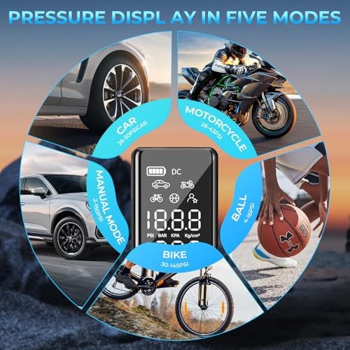 Tire Inflator Portable Air Compressor Pressure Gauge Electric (5000mAh)
