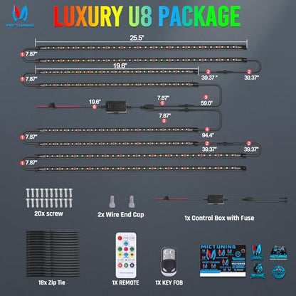 U8 RGBW Underglow LED Light Bars (RGBW & 2 Remote)