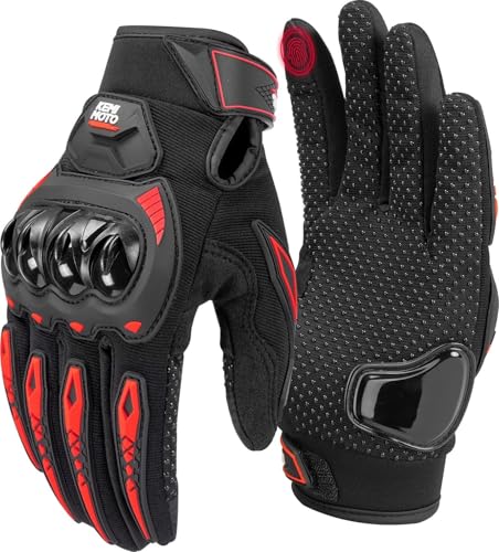 Motorcycle Gloves for Men (Red / X-Large)