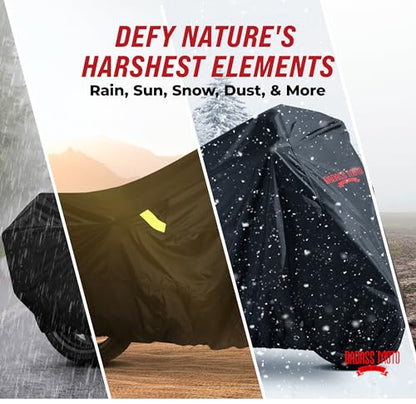 All Season Motorcycle Cover for Mid (Badass Black / [M] 96"L x 38"W x 55"H)