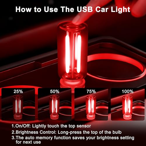 2 Packs USB Light for Car (2PCS(Red))