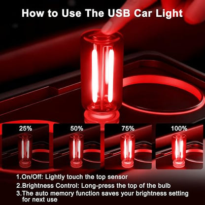 2 Packs USB Light for Car (2PCS(Red))
