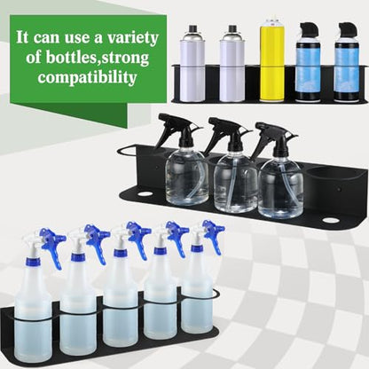 2 Pcs 5 Holes All Purpose Steel Spray Bottle Holder Heavy Duty Spray Can Holder Rack Organizer Easy Install Wall Mount Paint Bottle Organizer Storage Rack for Garage Home Workspace (Black / 5 Holes)