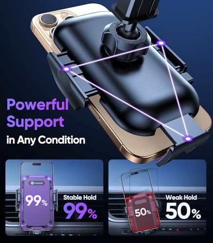 Stable Car Phone Holder [Upgraded Strongest Suction (Purple)